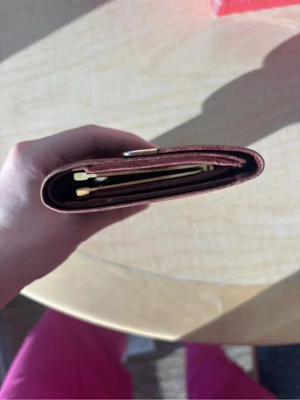 Cartier Burgundy Leather Wallet with Gold-Tone Corner Accents